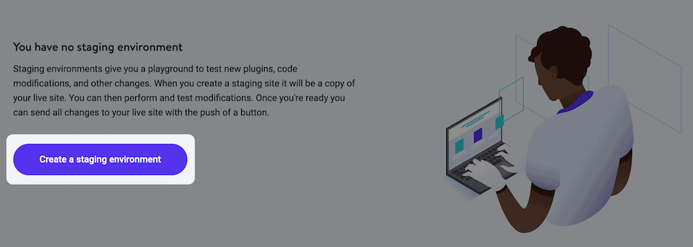 La funzionalità di staging di Kinsta. La funzionalità di staging di Kinsta.