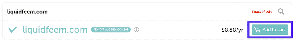 Eine Domain bei Namecheap auswählen.