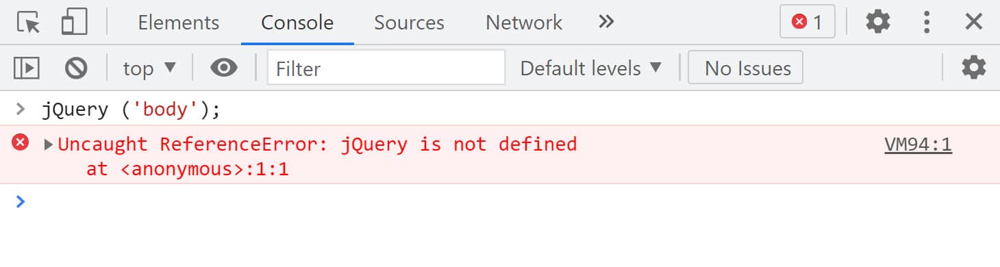Erreur « jQuery n'est pas défini » dans le journal de la console