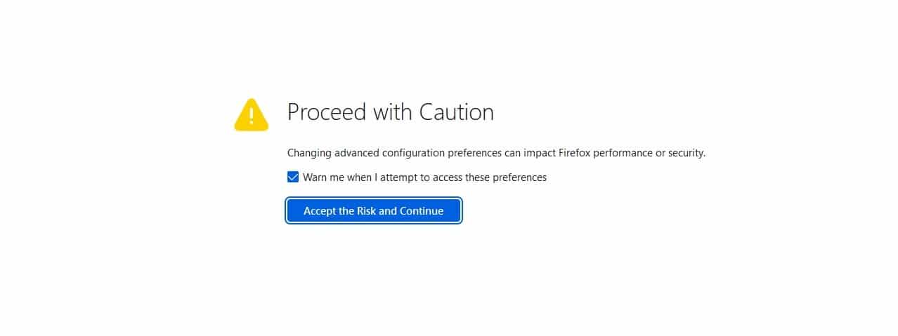 La scheda popup con il messaggio di avviso in Firefox 