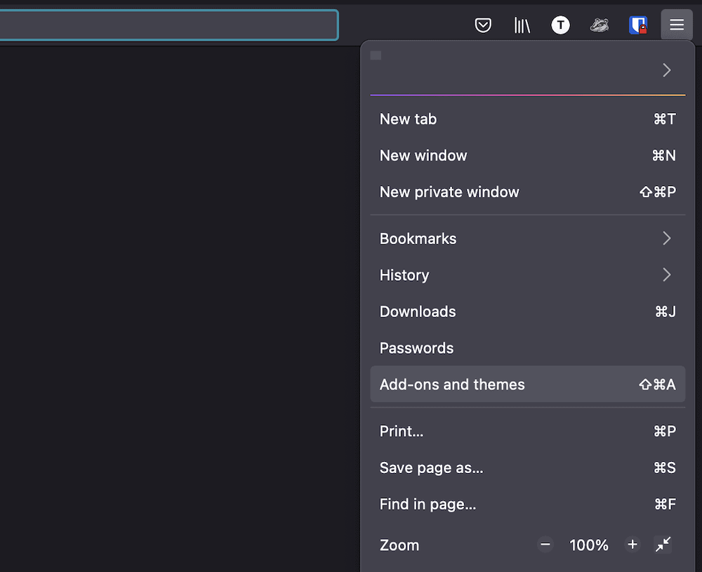 Firefoxの「アドオン」オプション