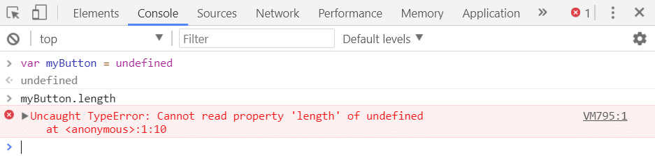 Exemple de TypeError avec un objet non défini.