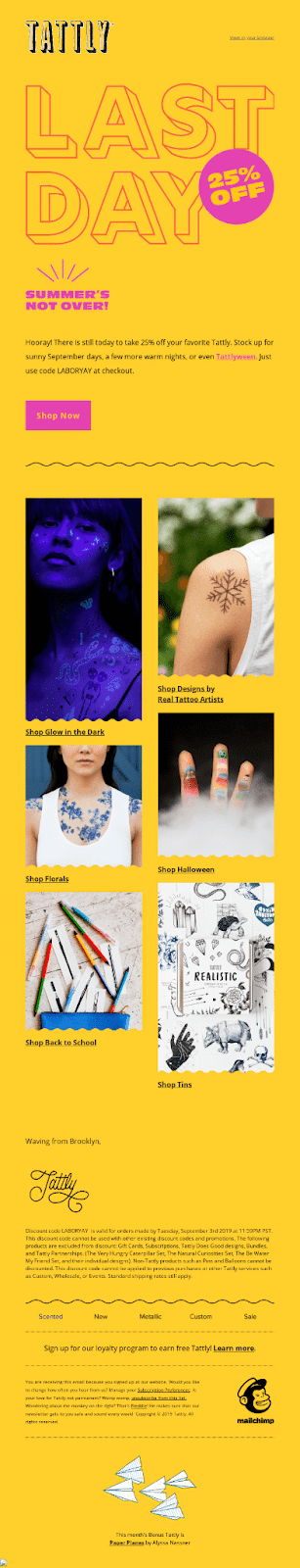 Tattly sale promotion email newsletter