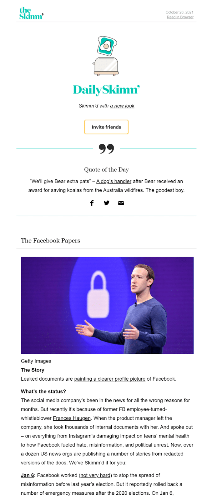 Email newsletter from The Daily Skimm