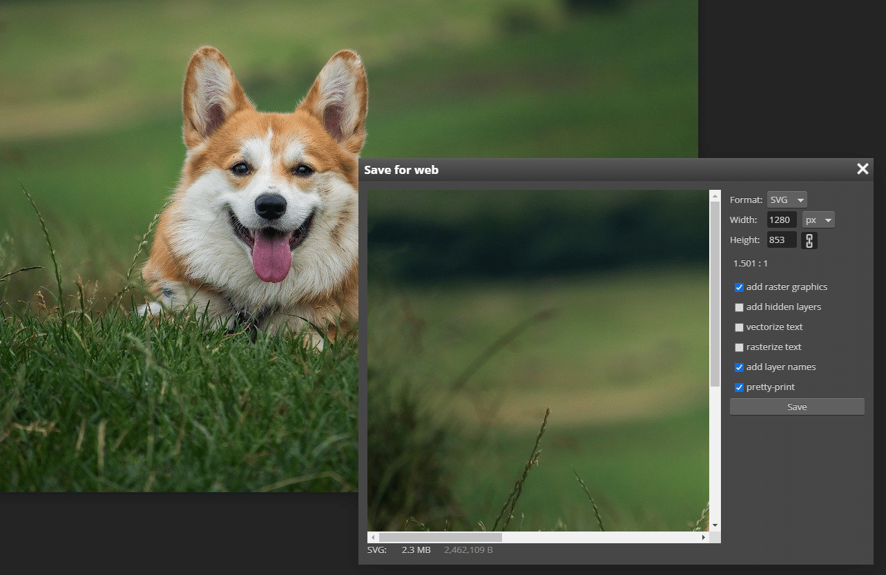 Conversione di file in SVG con Photopea