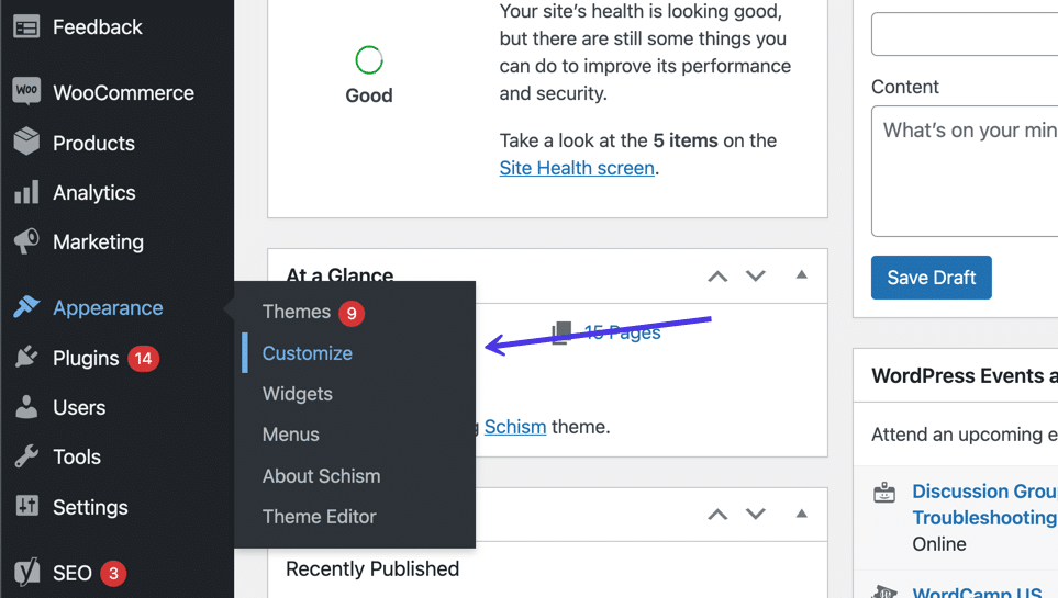 In WordPress klickst du auf 