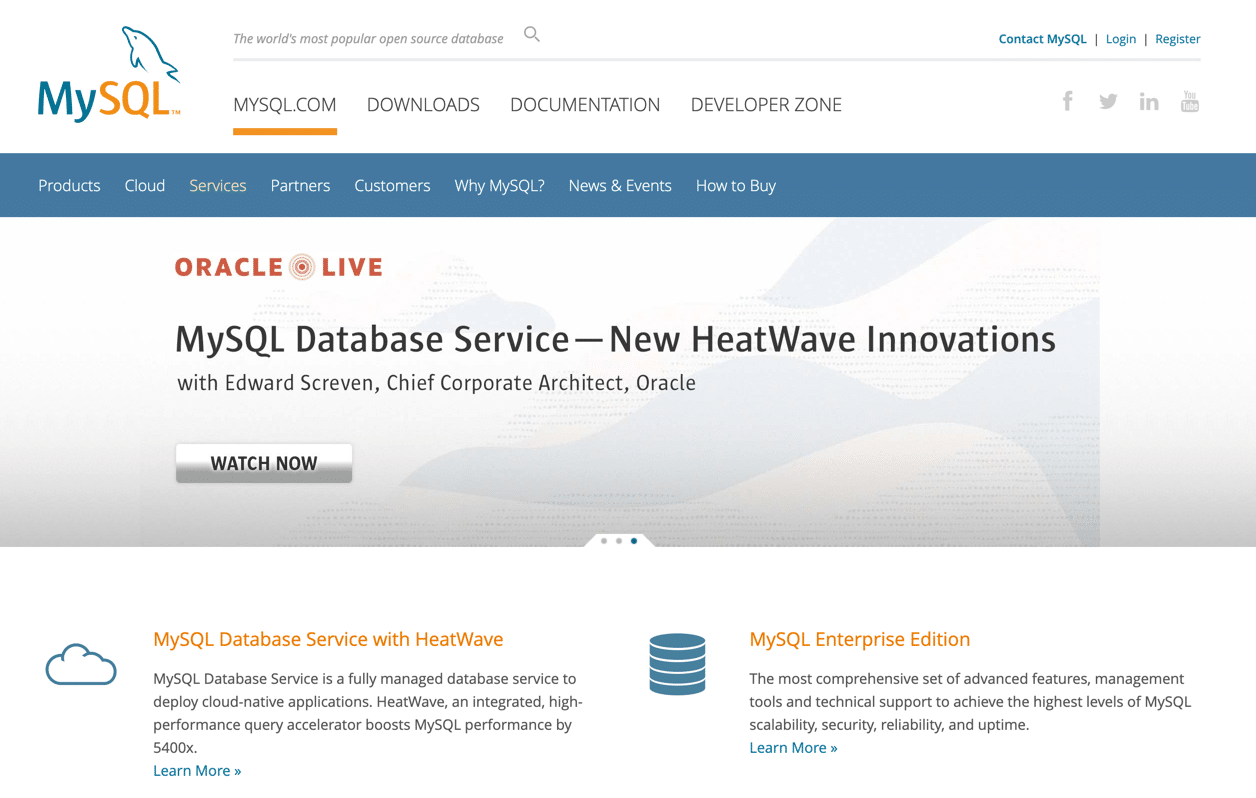  MySQL is een van de meest gebruikte SQL databases.