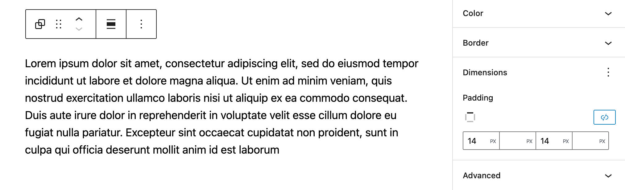 Gruppenblockabmessungen.