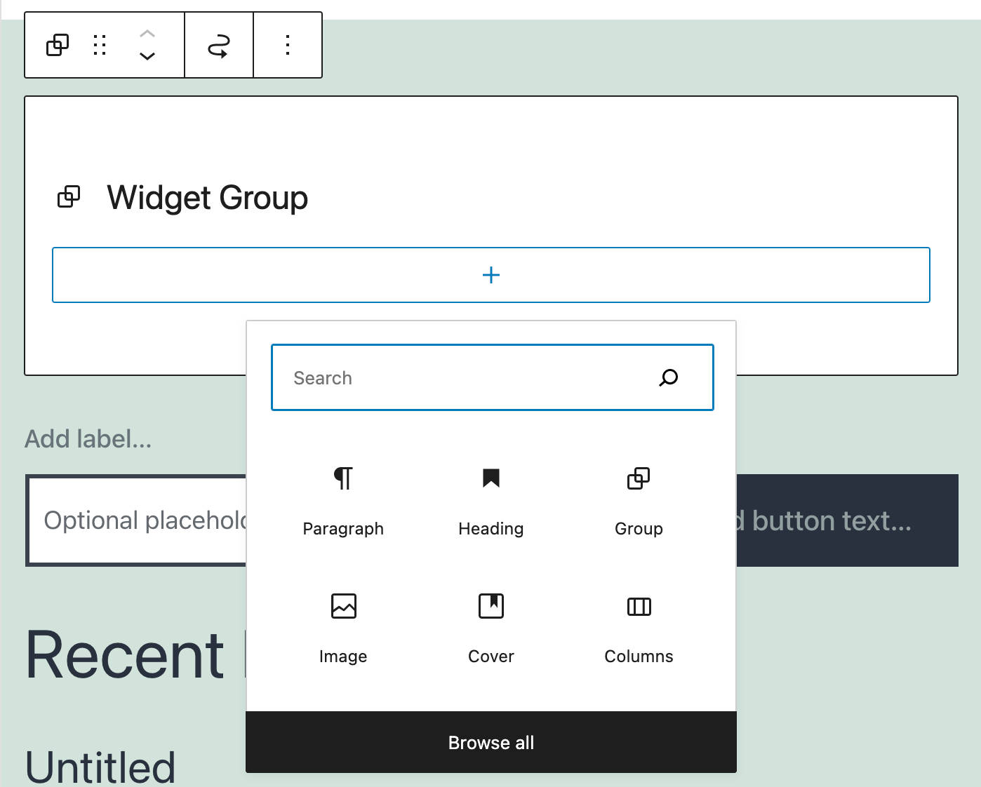 Widget-Gruppen-Block im Twenty Twenty-One-Theme.