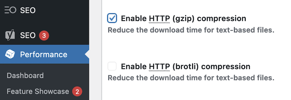 Brotli compressie inschakelen binnen W3 Total Cache.
