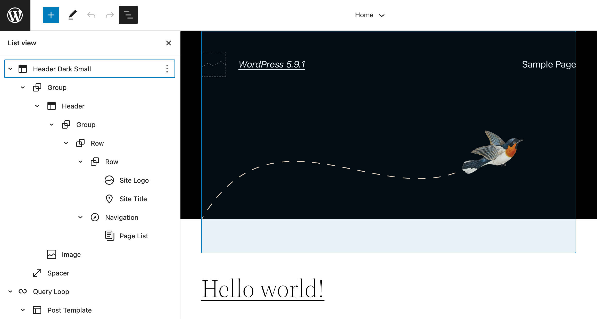 Standaard List View in WordPress 5.9.