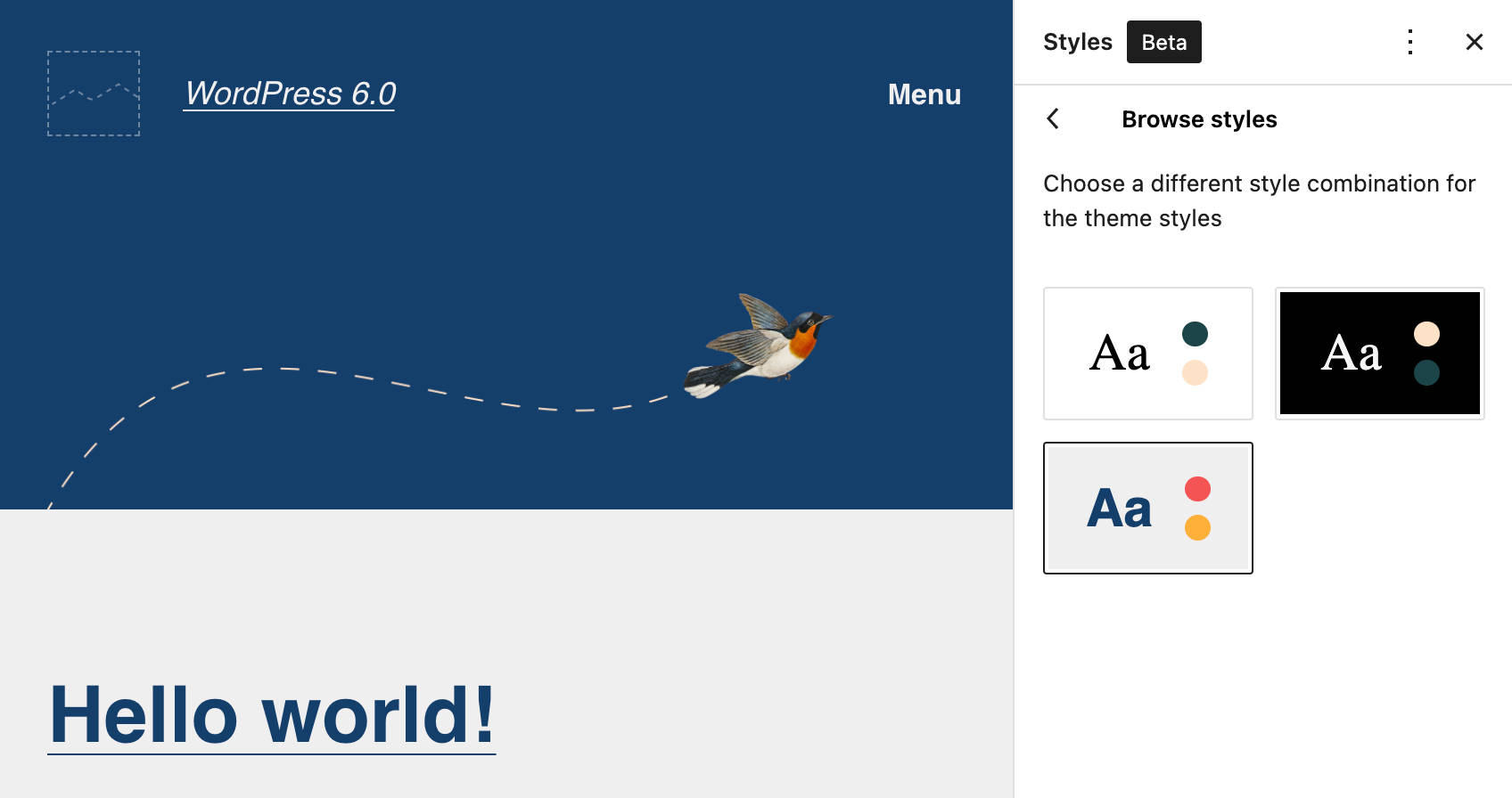Een stijlvariatie met een aangepast lettertype in WordPress 6.0.