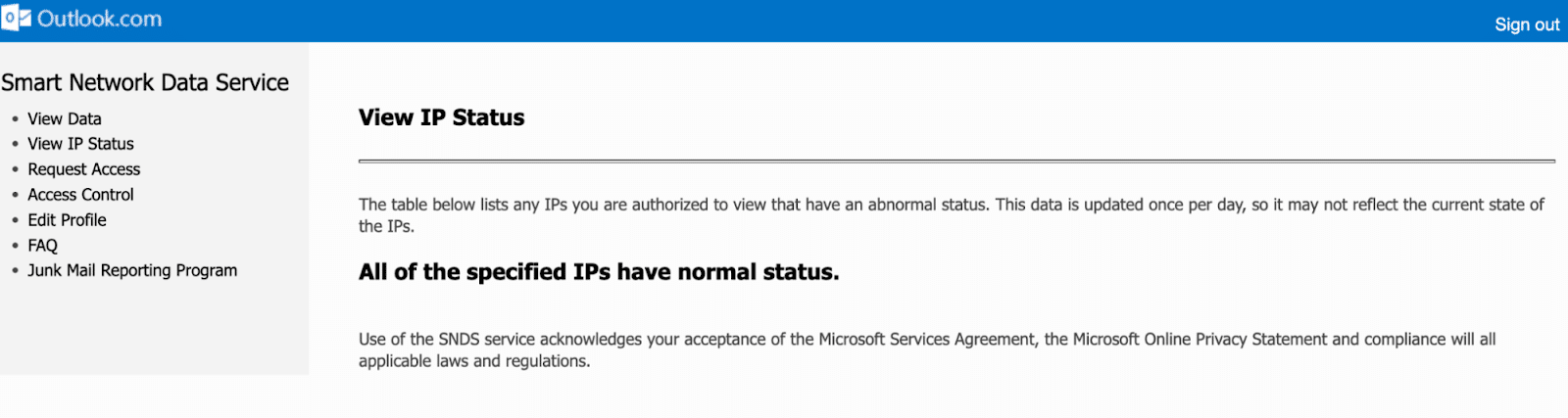 Microsoft SNDS