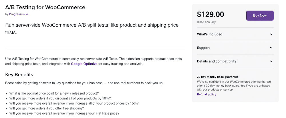 A/B Testing for WooCommerce extension 