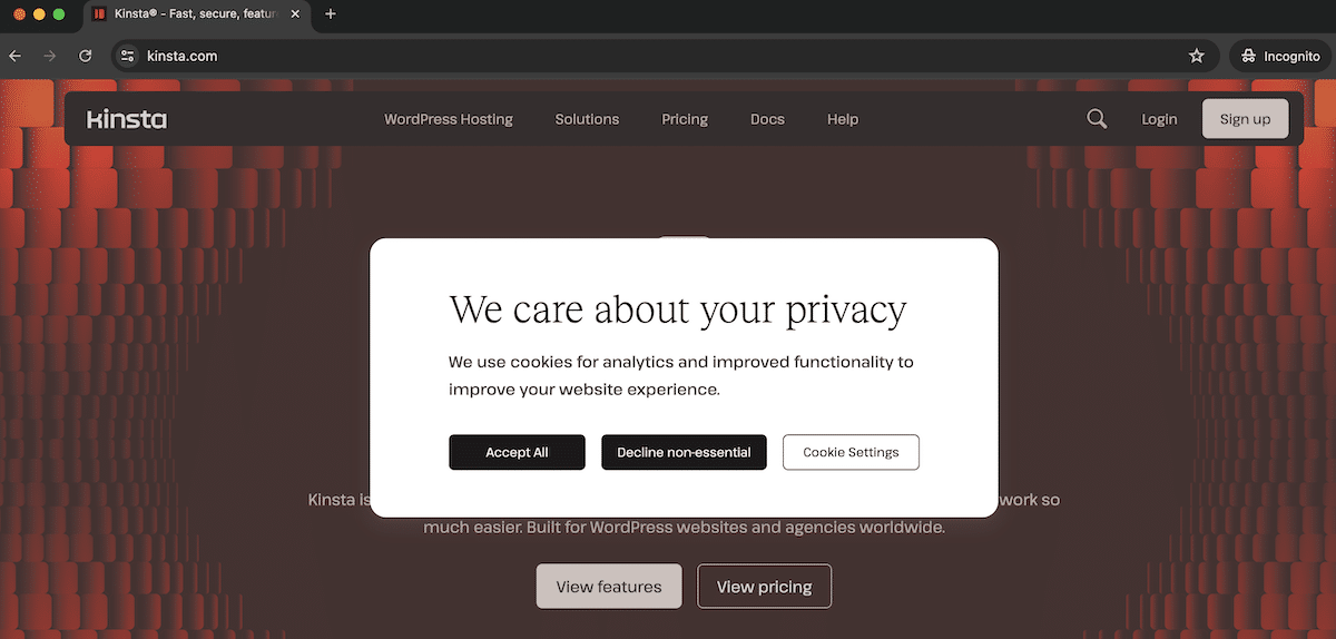 An image showing Cookie request on knst.lol