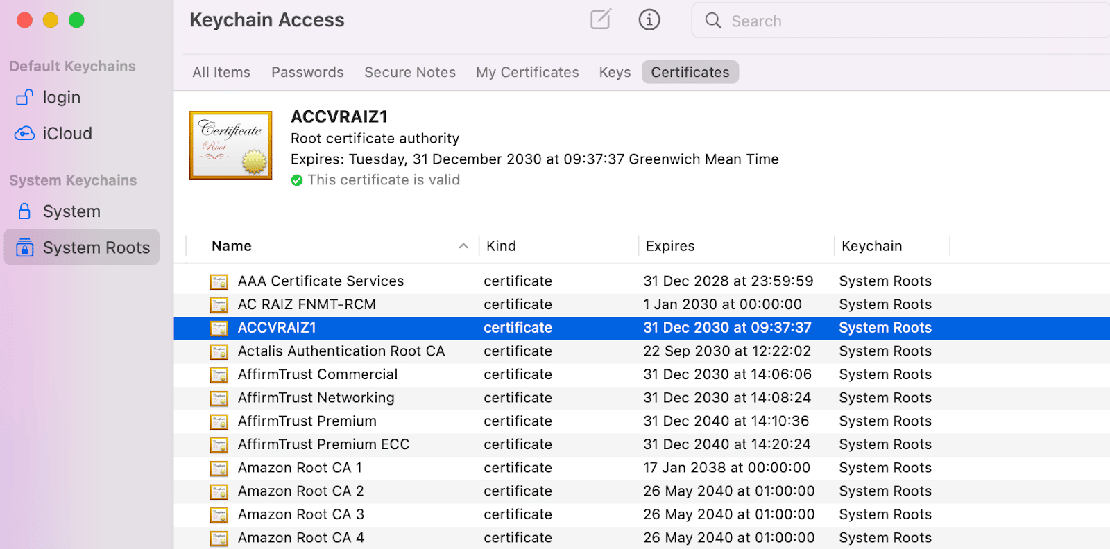 Ver los certificados SSL instalados