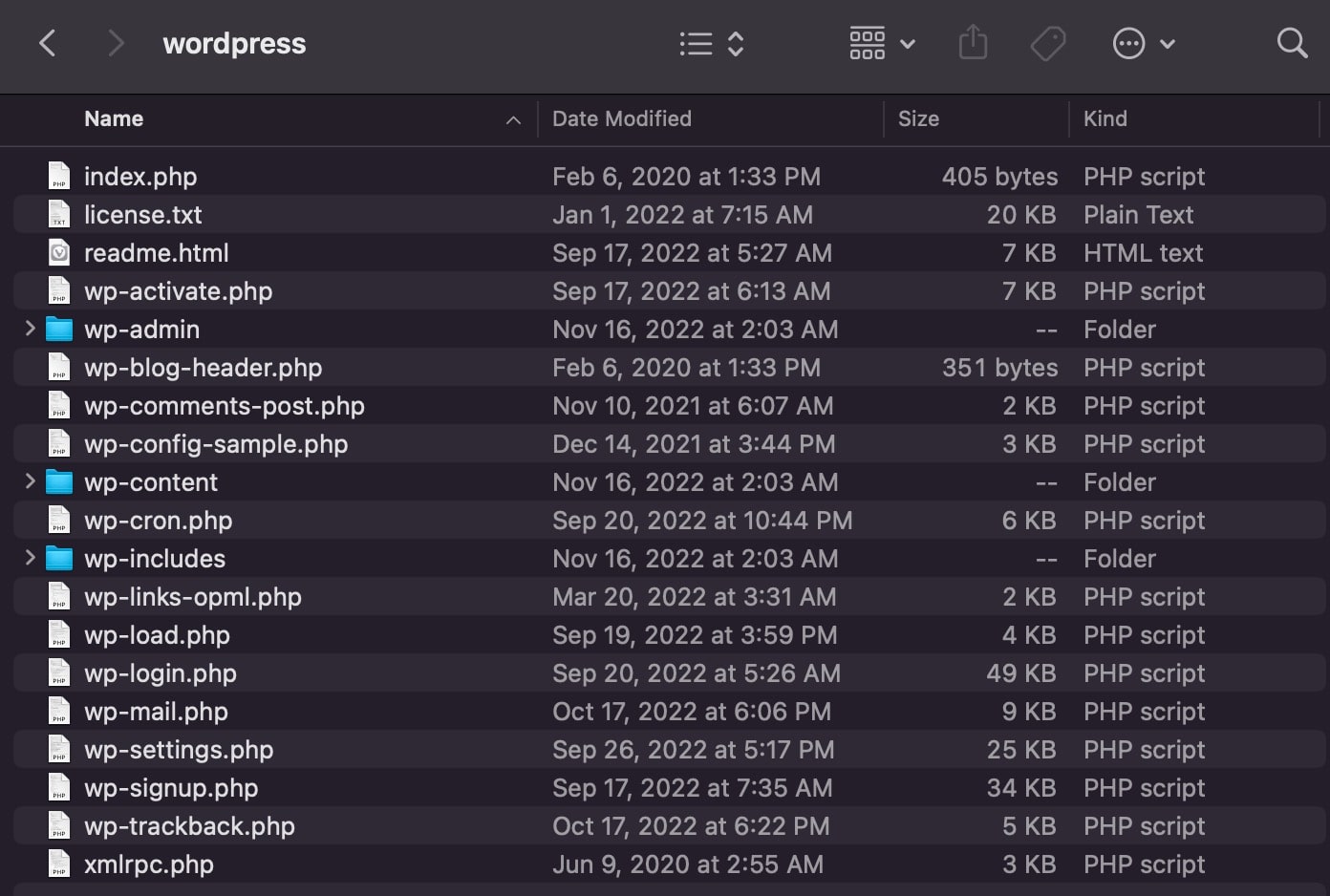 File list insode the folder