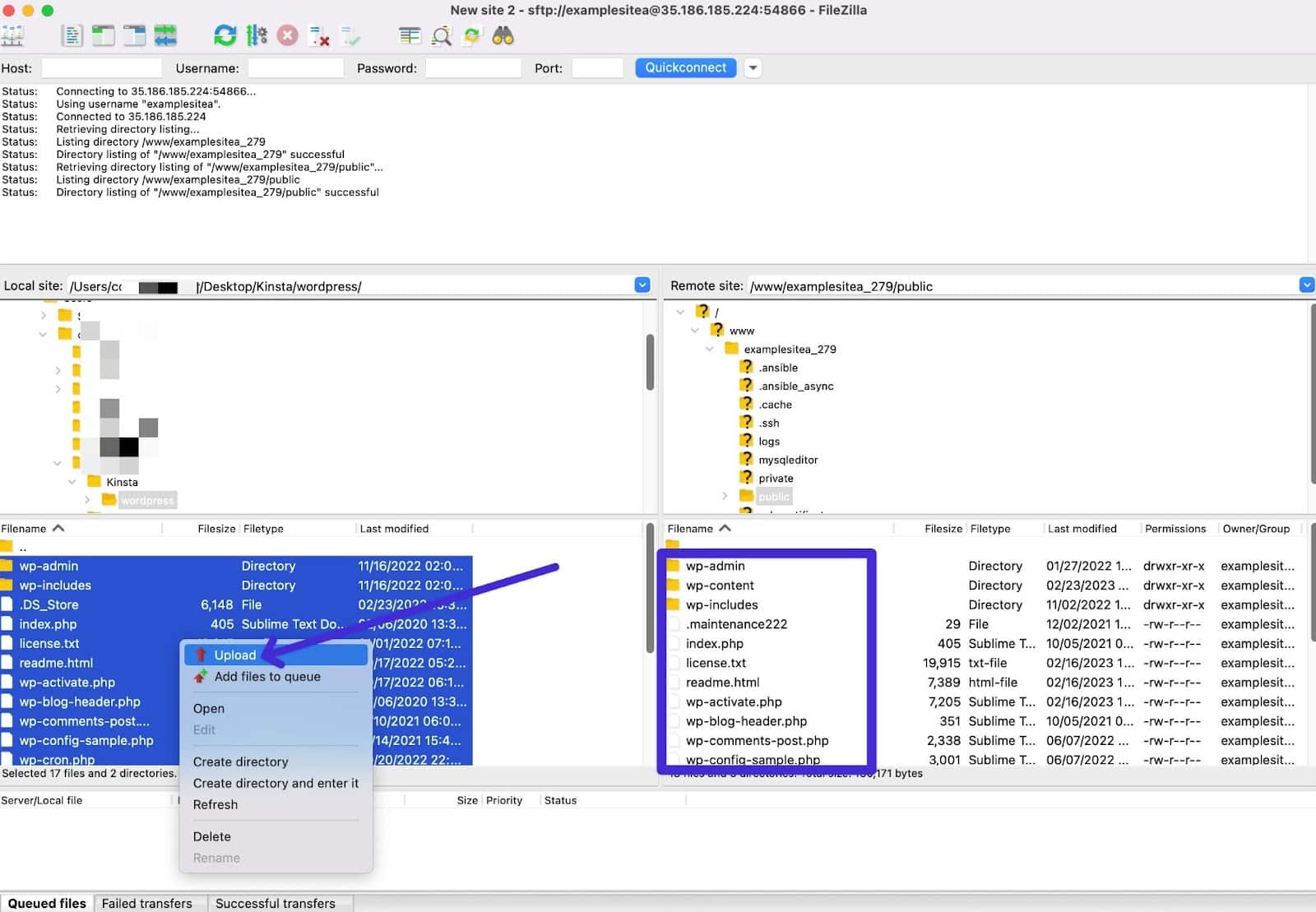 Uploading the latest WordPress version via FTP