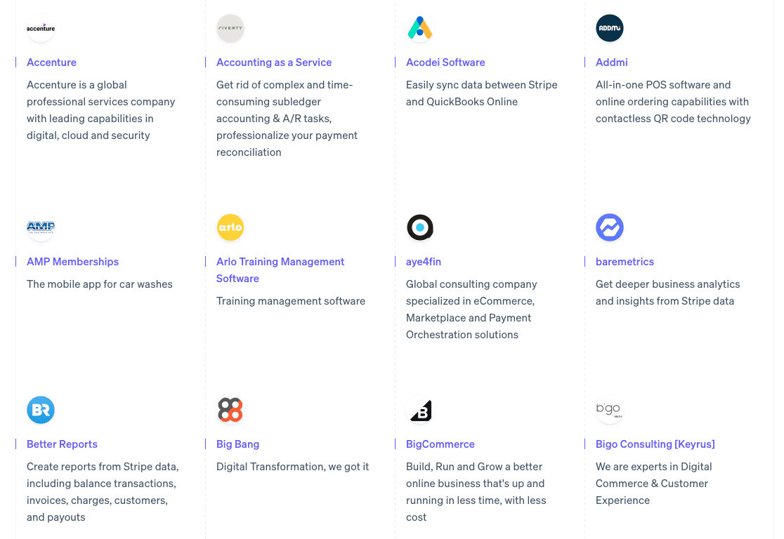Stripe beschikt over een grote bibliotheek qua integraties