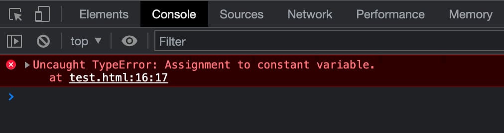 Uncaught TypeError: Zuweisung an konstante Variable in Google Chrome
