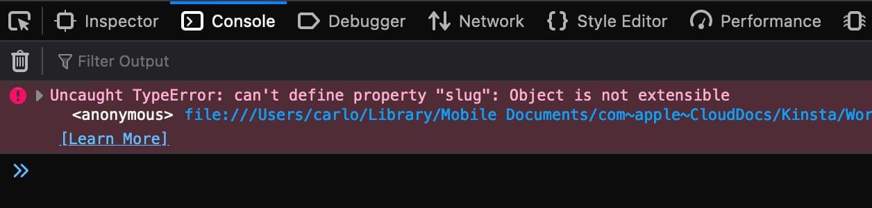 Uncaught TypeError: Die Eigenschaft 
