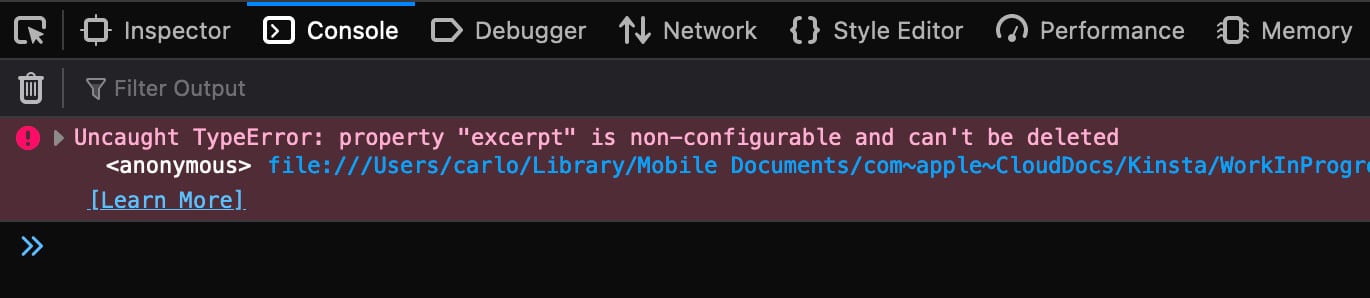 Uncaught TypeError: Eigenschaft 