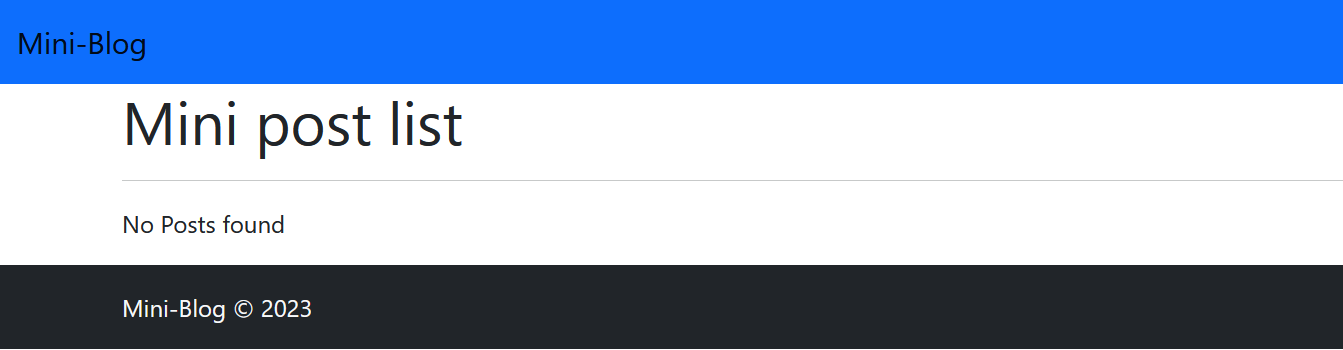 L'application de blog apparaît dans le navigateur