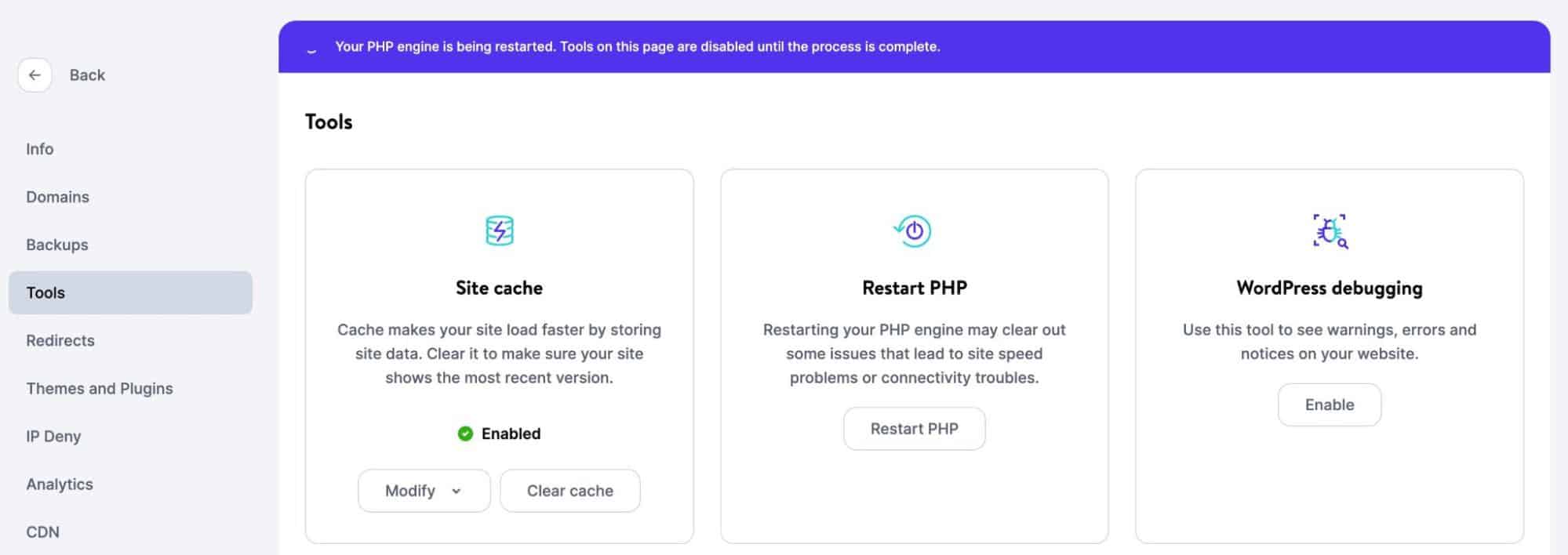 PHP-Neustart auf MyKinsta