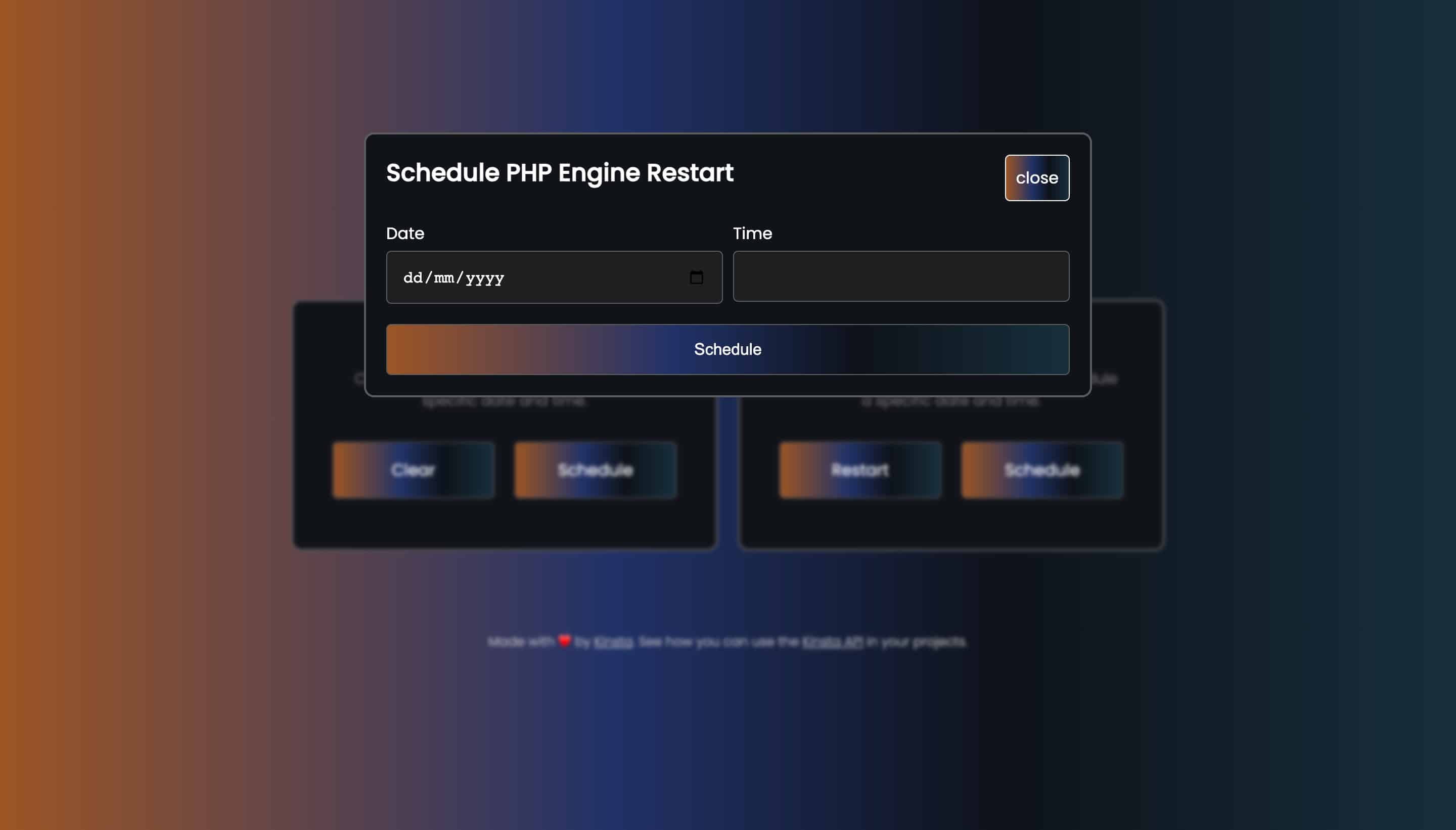 Die Benutzeroberfläche des Terminplaners für Site Tools