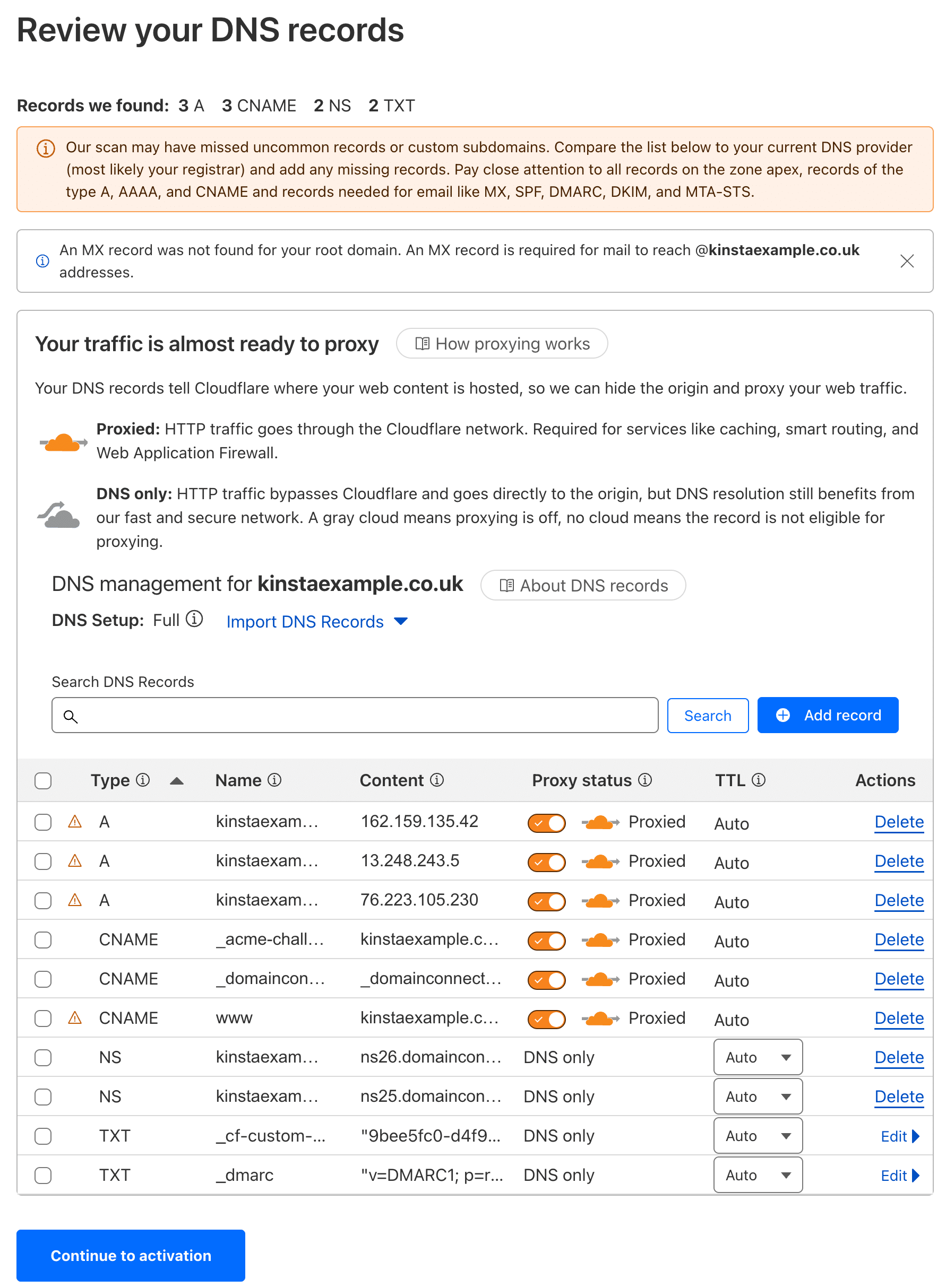 Cloudflare revisa los registros dns.