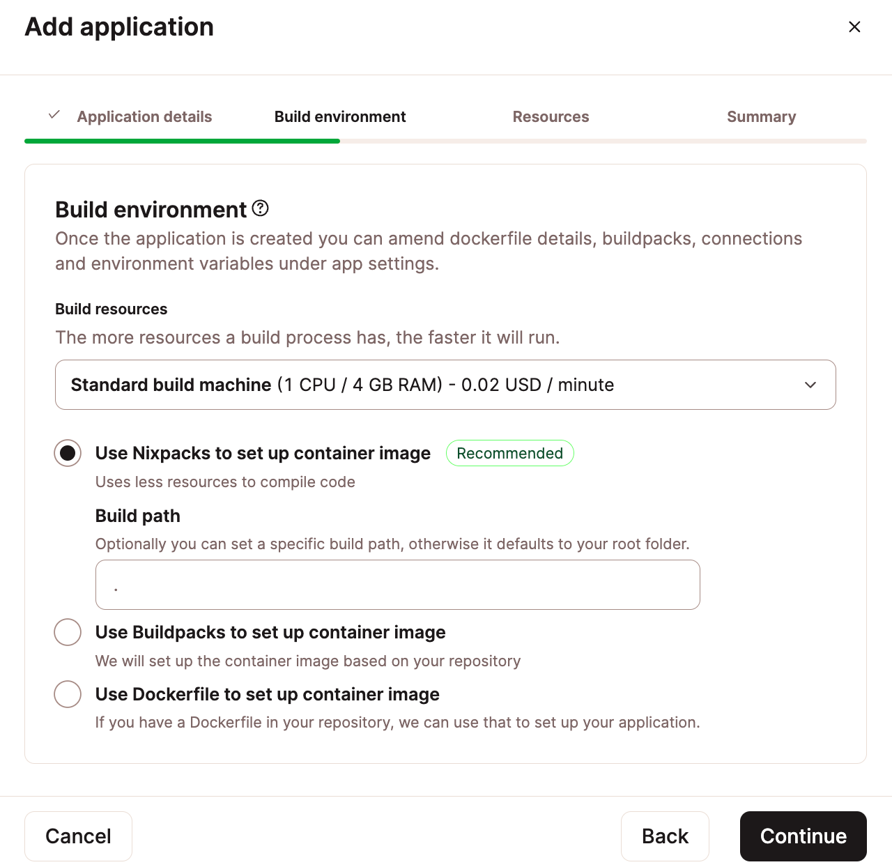 Configureer de bouwomgeving van je applicatie met de Applicatie Hosting van Kinsta.