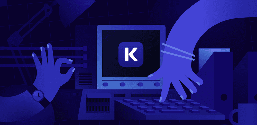The DevKinsta logo, which is an illustration of hands typing on a computer keyboard with a large 