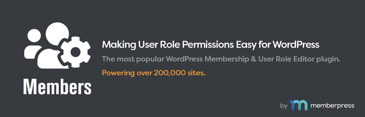 The Members WordPress plugin header image from WordPress.org. It consists of three people-shaped icons in white on a dark background. Text reads 