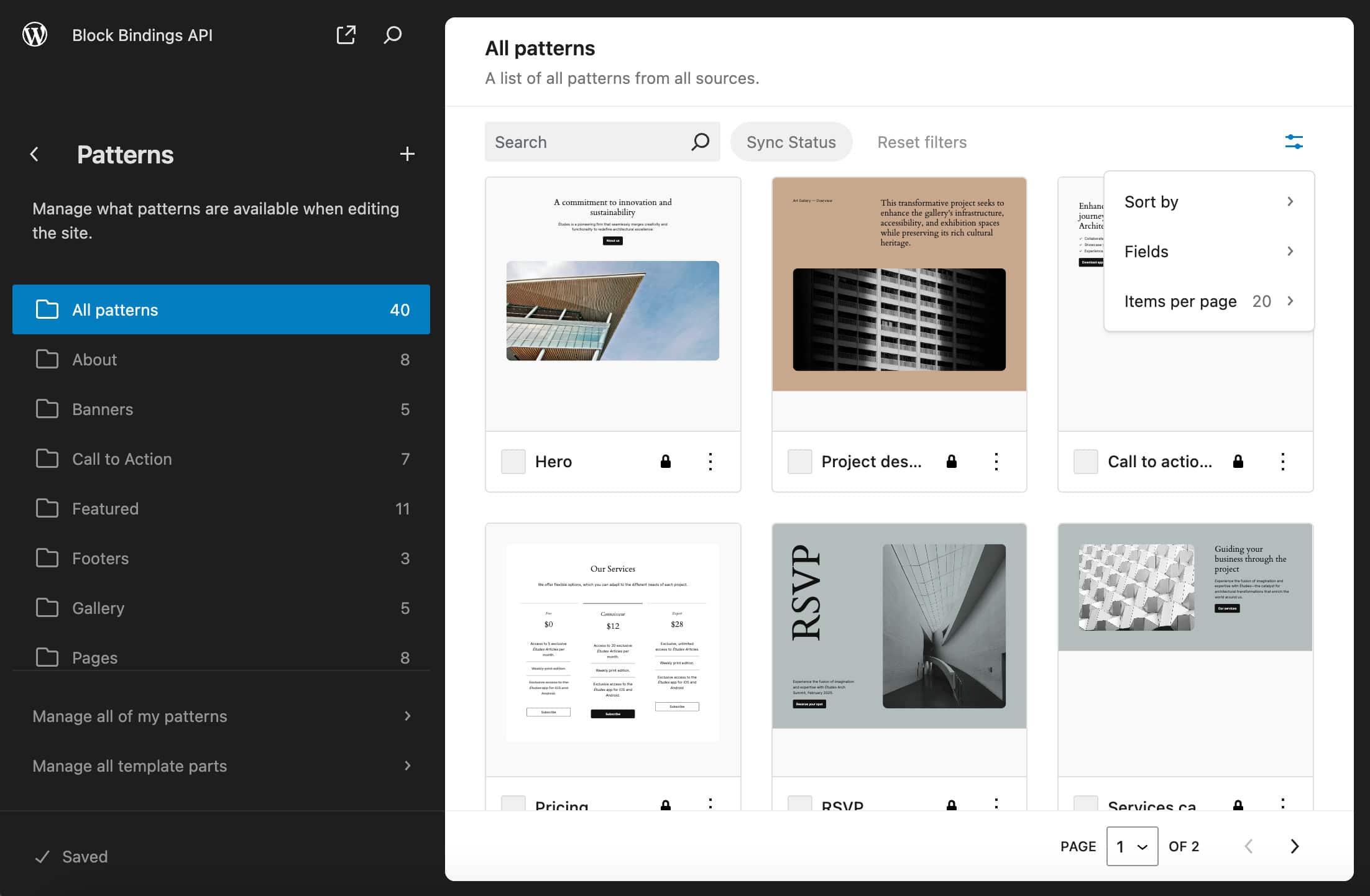 WordPress 6.5の表示オプション