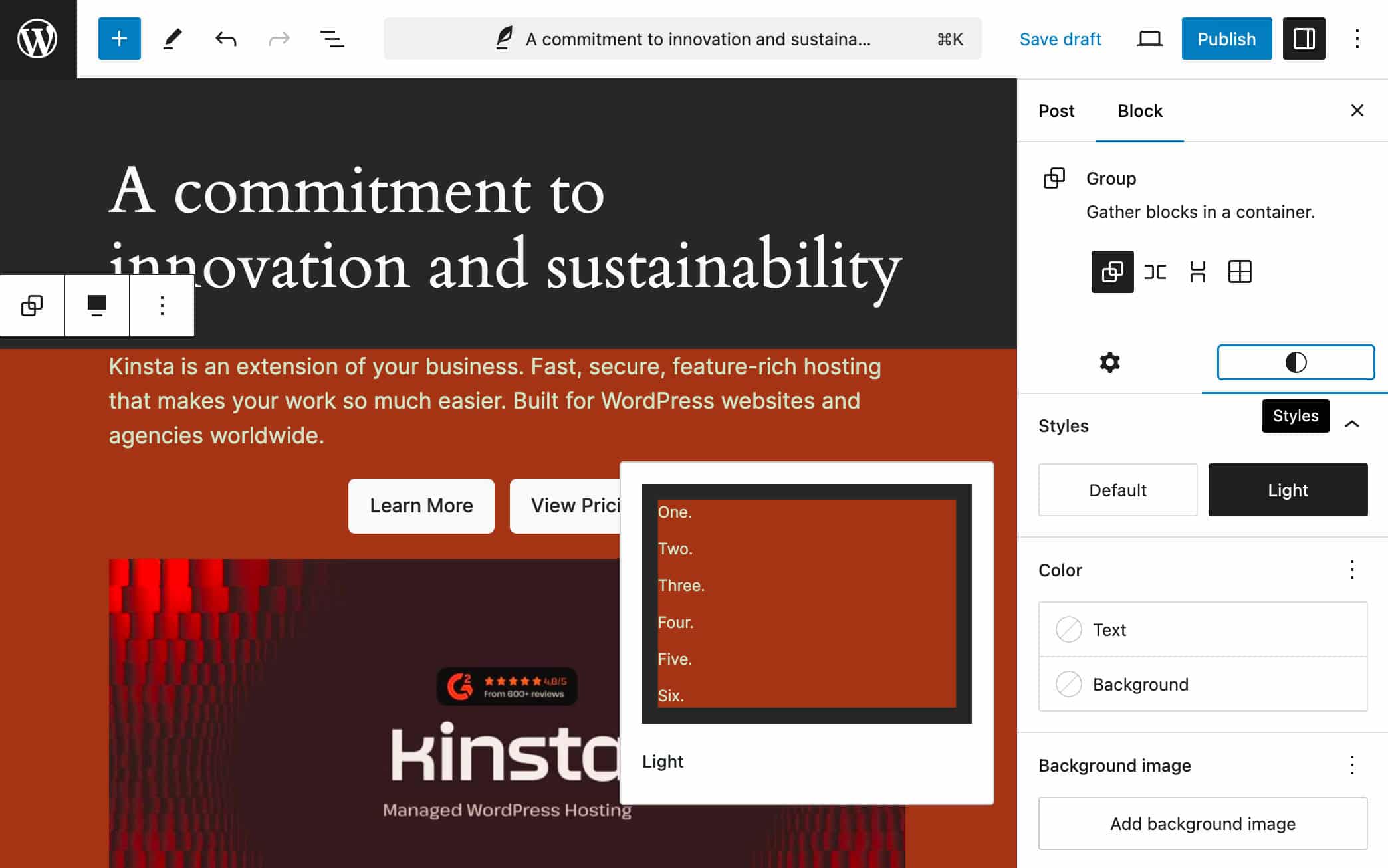 WordPress 6.6のセクションスタイルのバリエーション