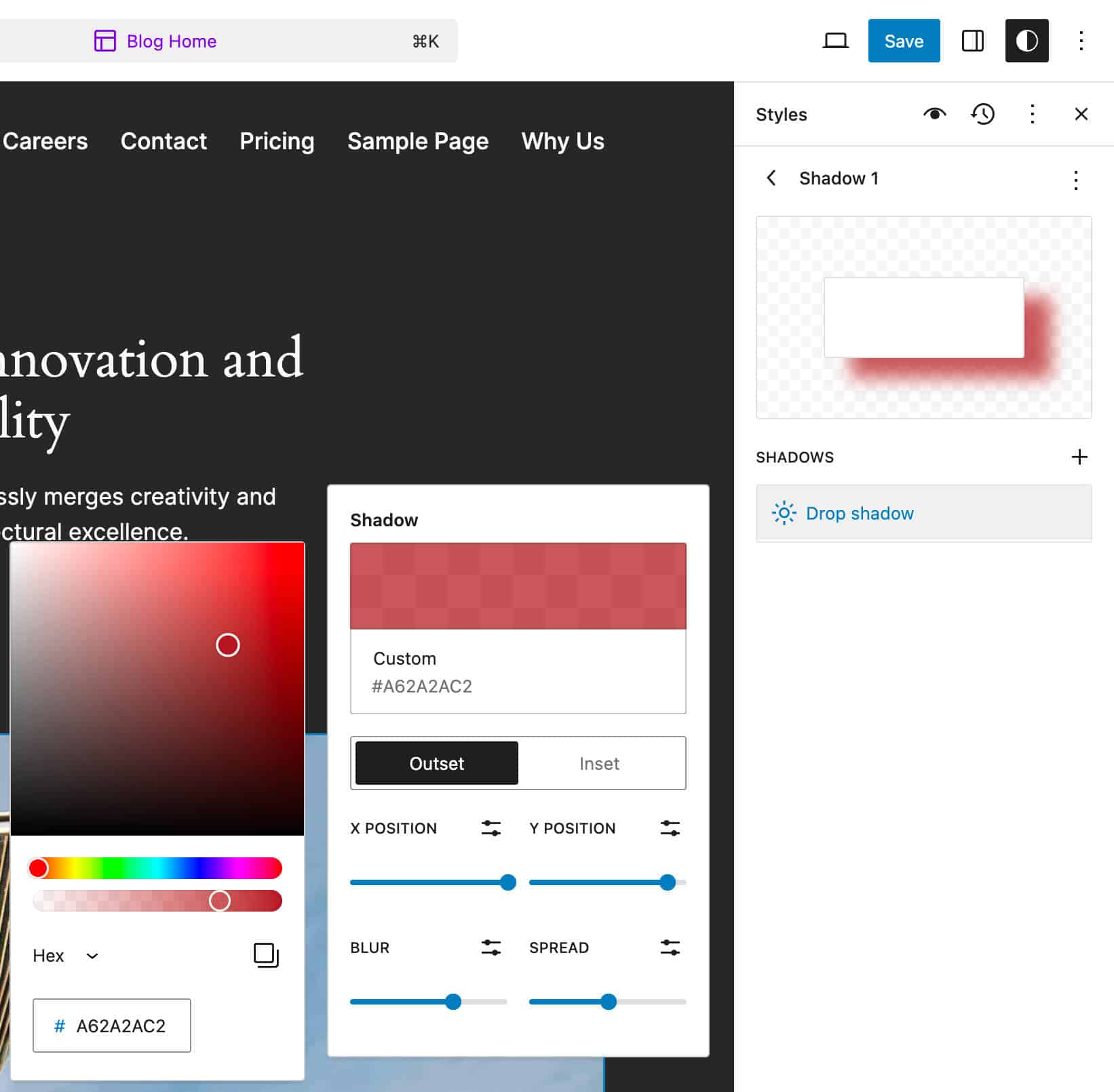 Schaduwregelaars in WordPress 6.6