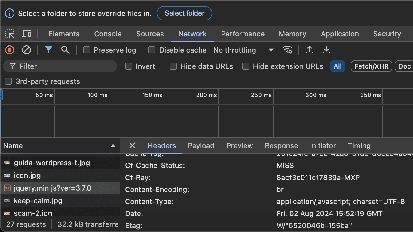 Content-Encodingヘッダーで圧縮方式を確認