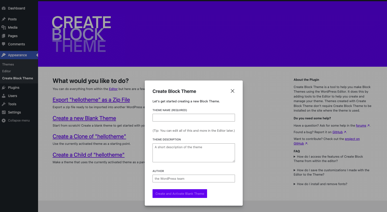 Block-Theme-Plugin erstellen