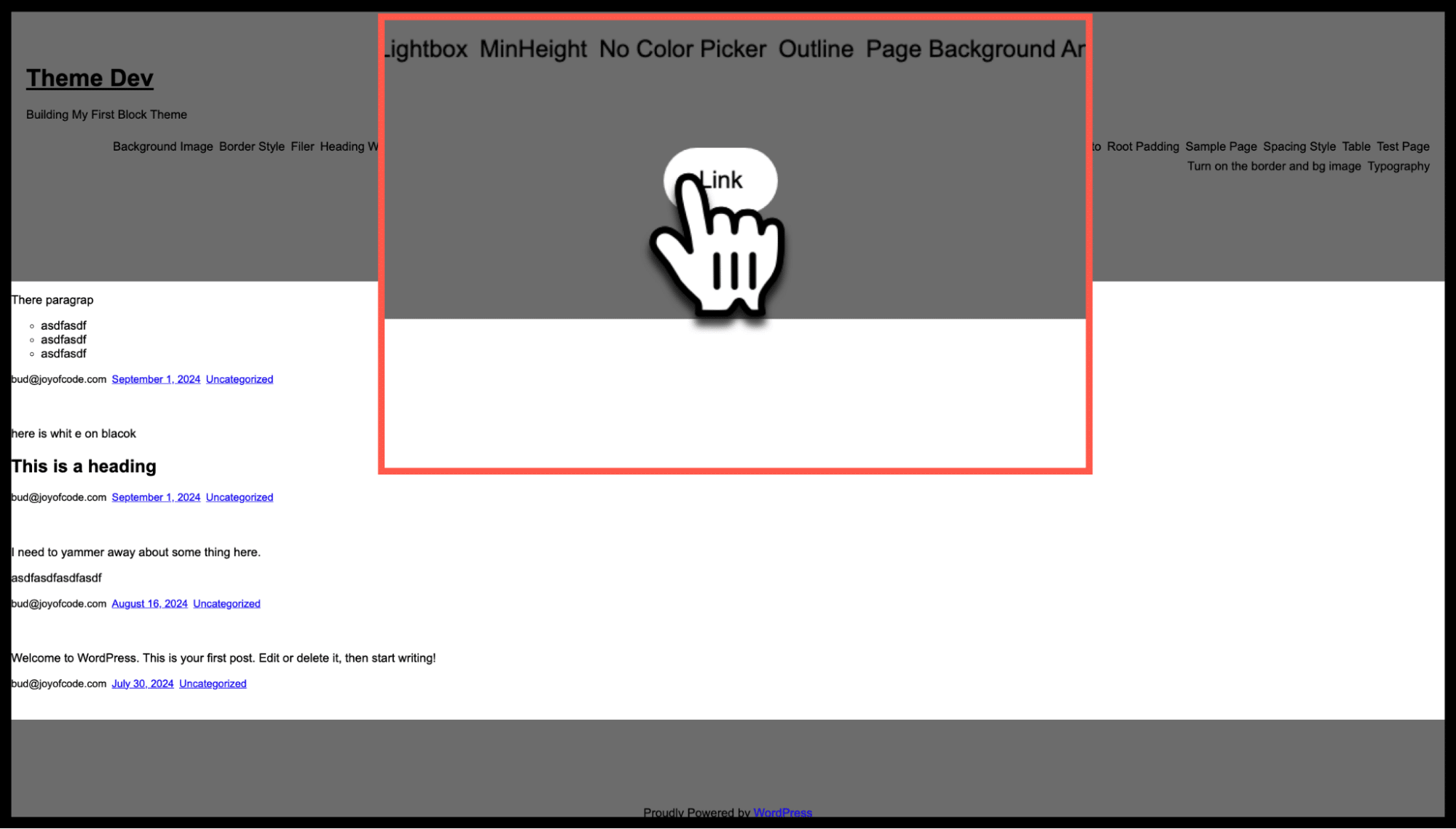 Mostrare tutti i pulsanti dell'header con uno stato hover per il testo e gli stili di sfondo