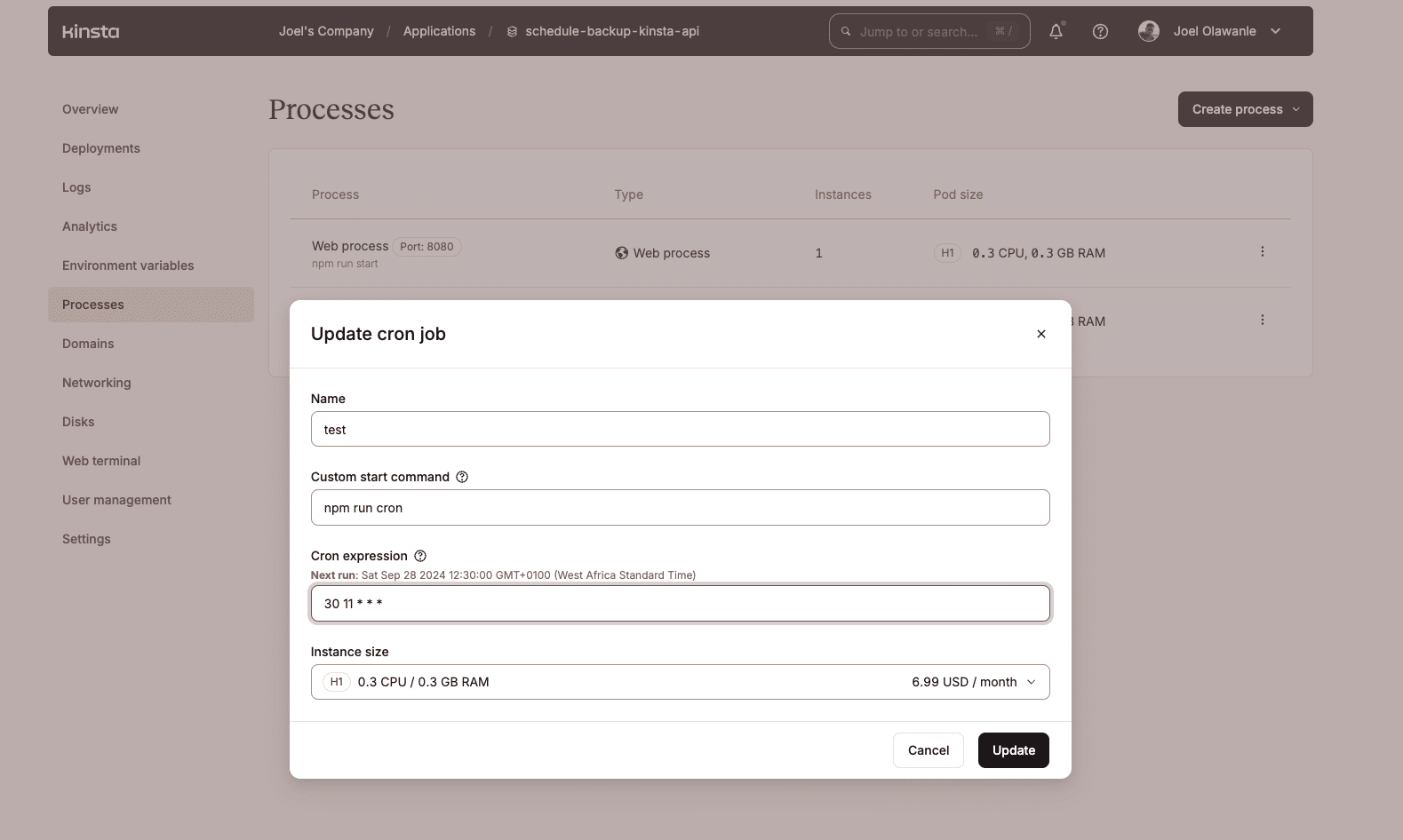Einrichten eines Cron-Jobs im Anwendungs-Hosting von Kinsta