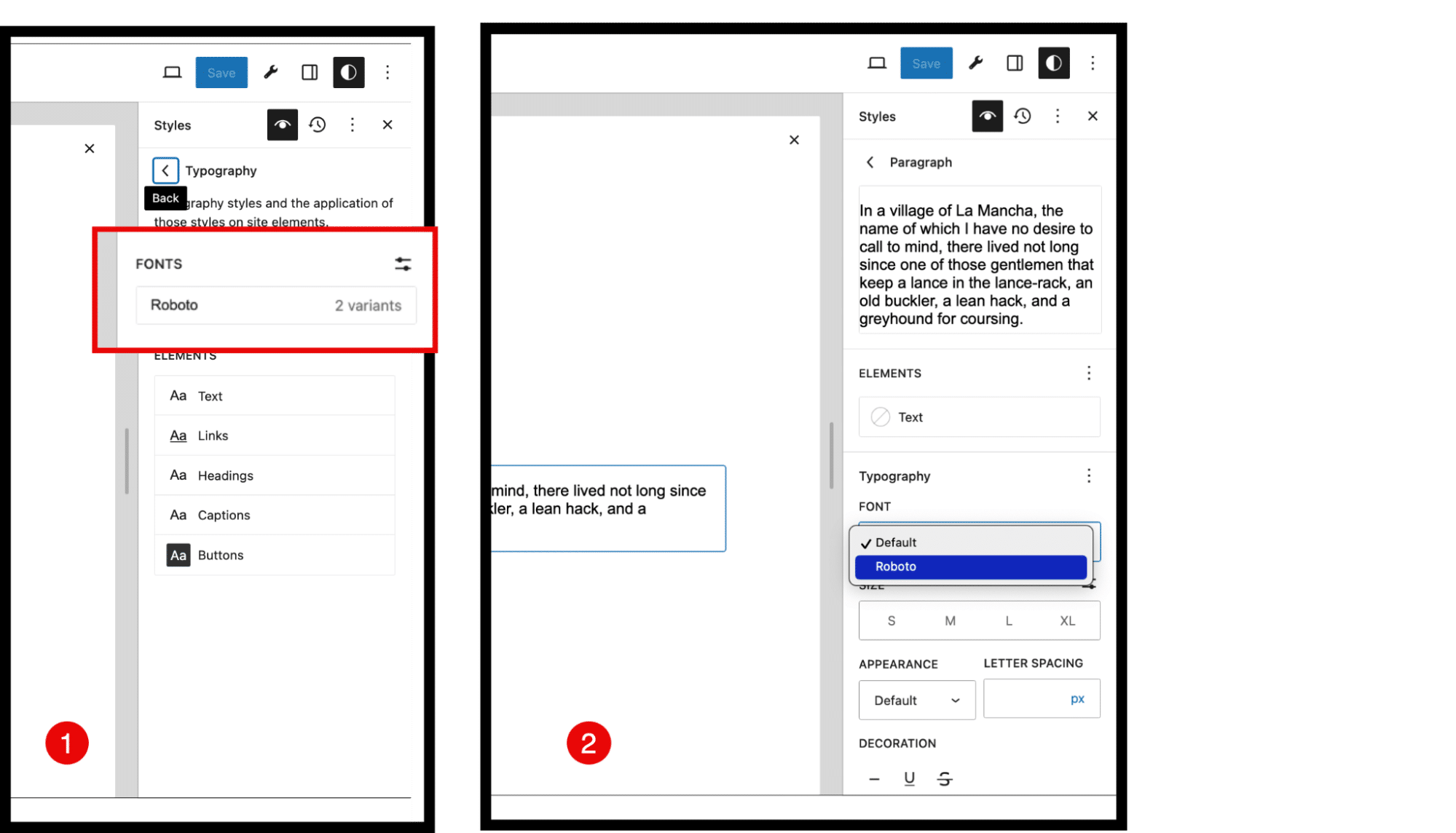Inclusione di un font Google