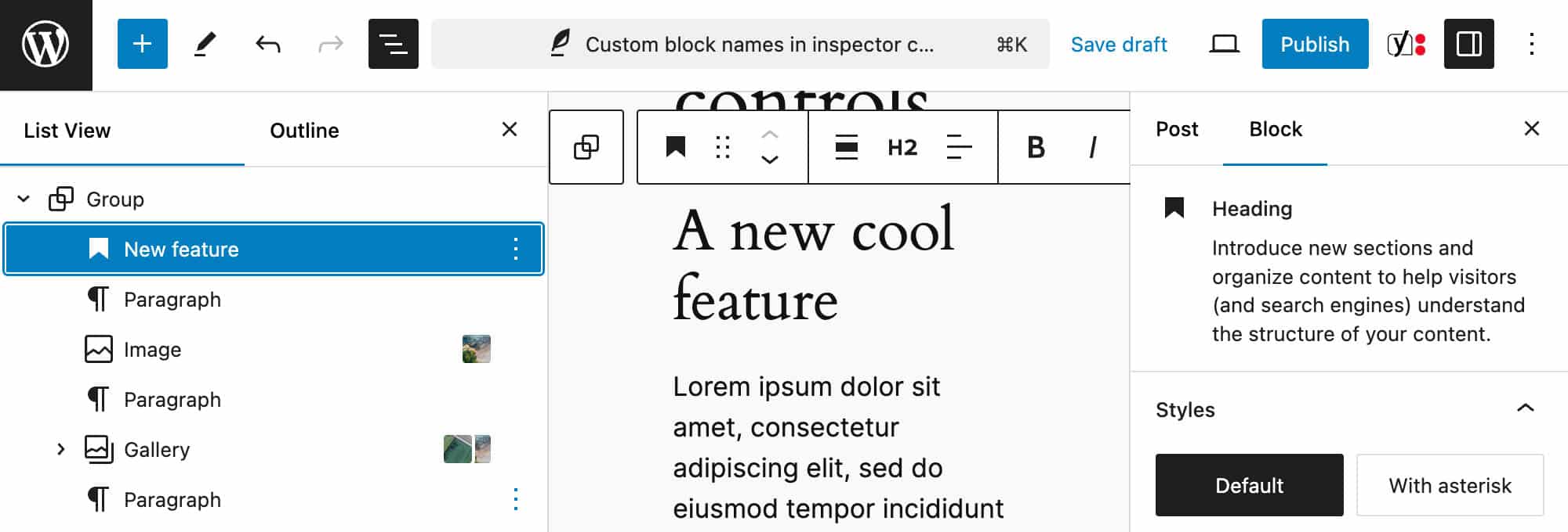 I nomi dei blocchi personalizzati non venivano mostrati nella gestione del blocco in WordPress 6.6