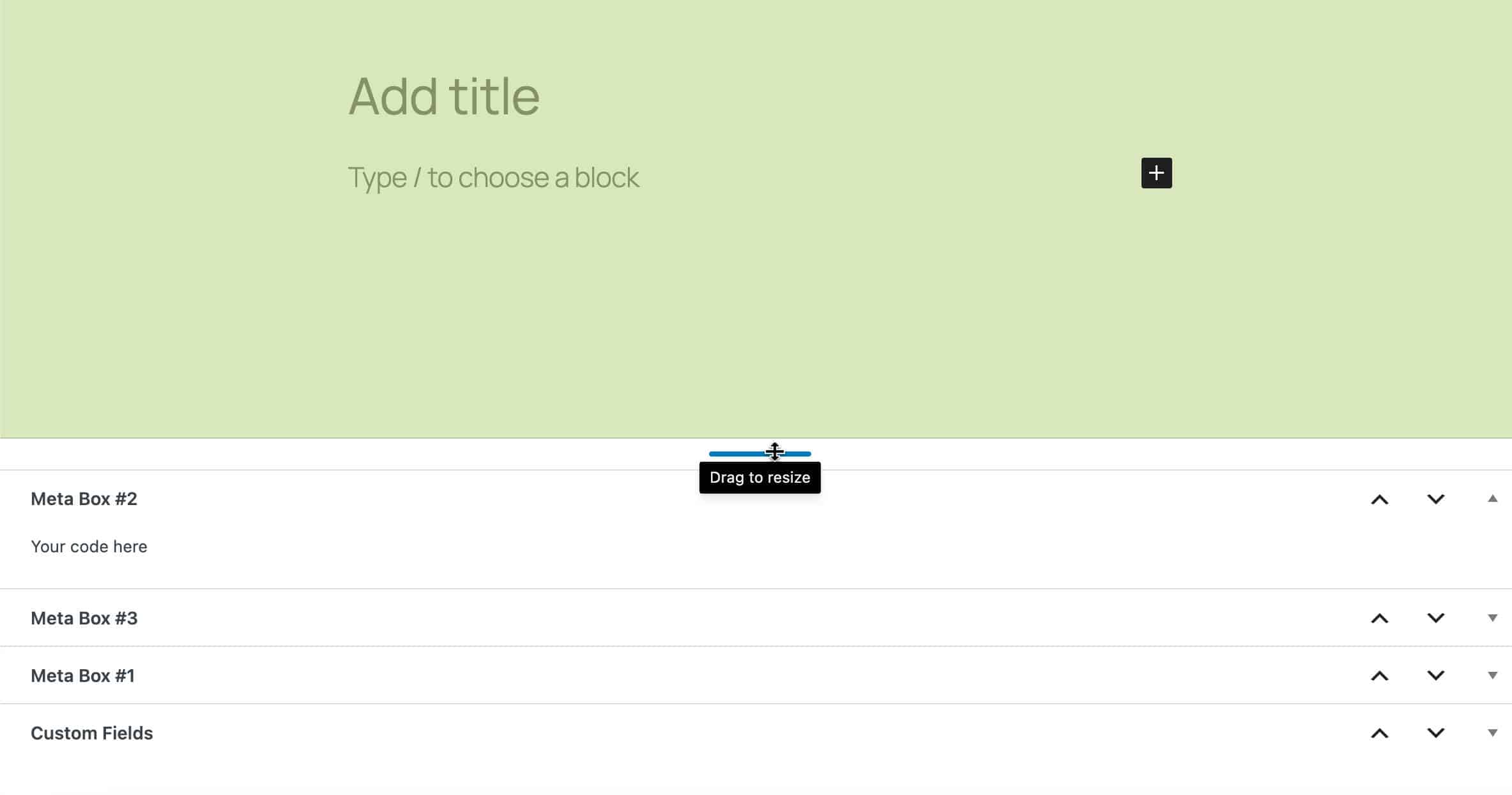 Area meta box ridimensionabile in WordPress 6.7