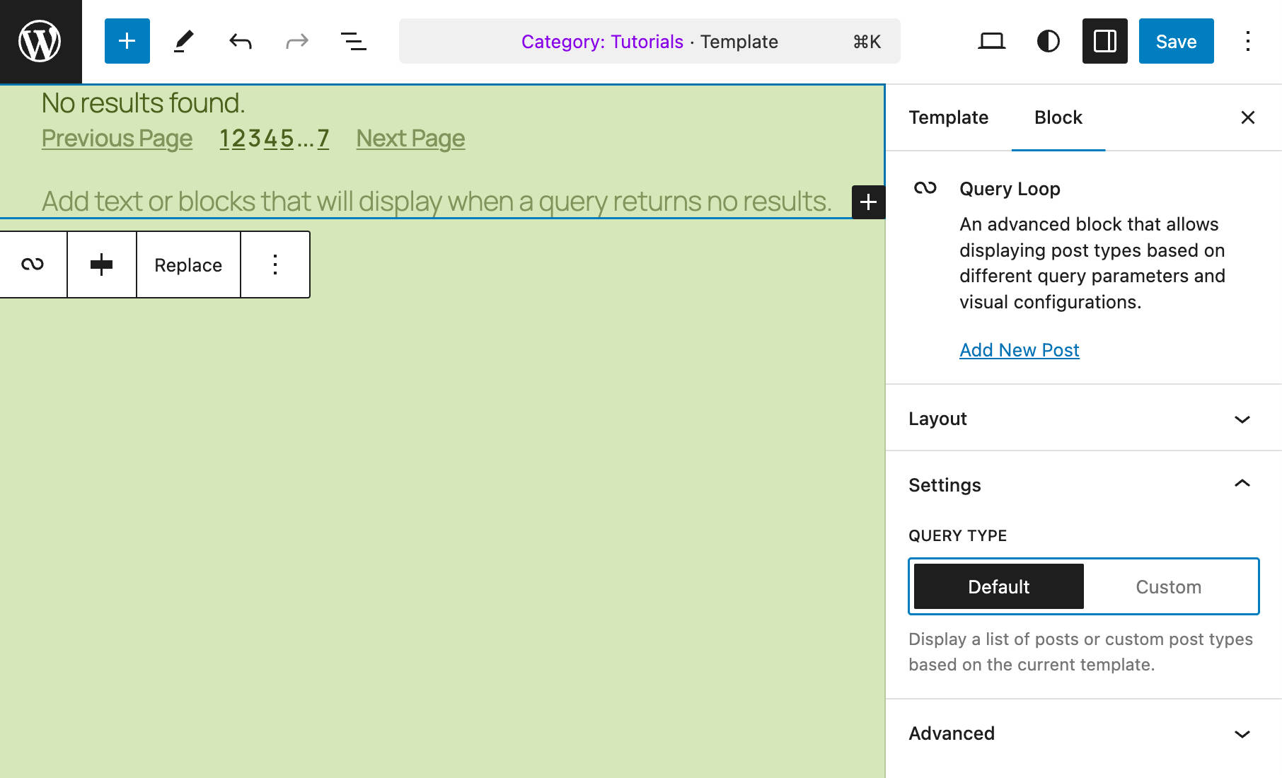 Il controllo Query Type in WordPress 6.7
