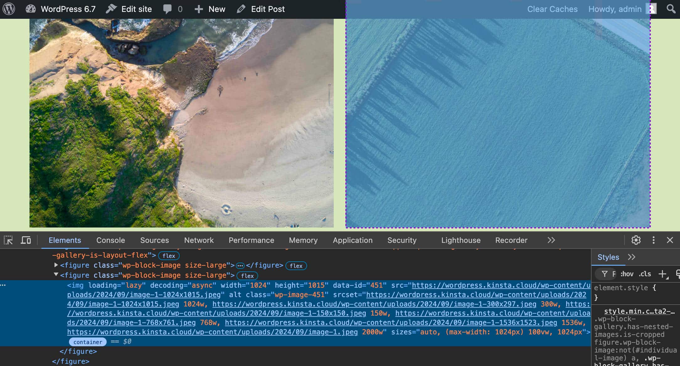 Ridimensionamento automatico per un'immagine caricata con lazy loading in WordPress 6.7