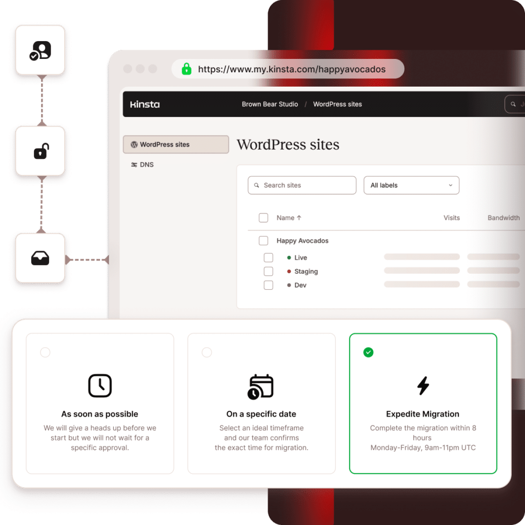 Screenshot of the MyKinsta migration process