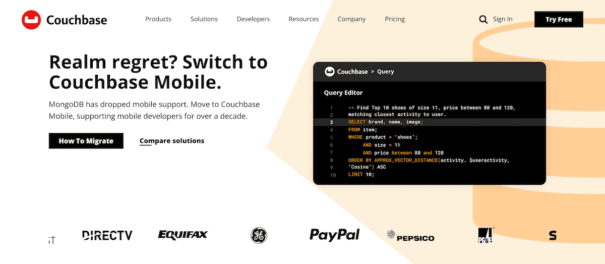 Couchbaseのウェブサイト