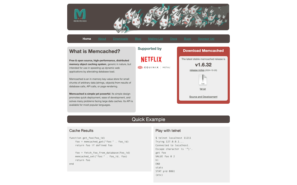 Memcachedのウェブサイト