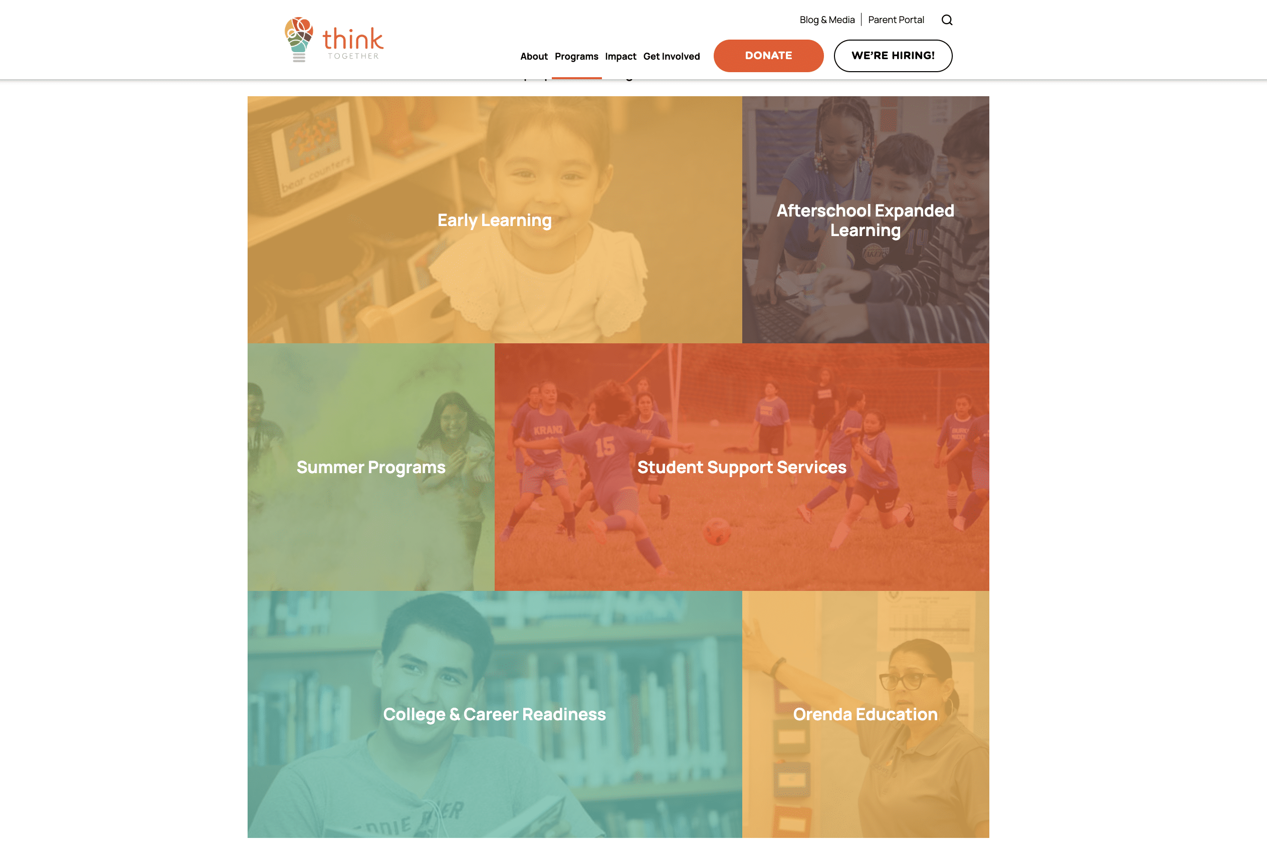 Think Together offre programmi per aiutare i bambini a ottenere le competenze necessarie nell'istruzione.