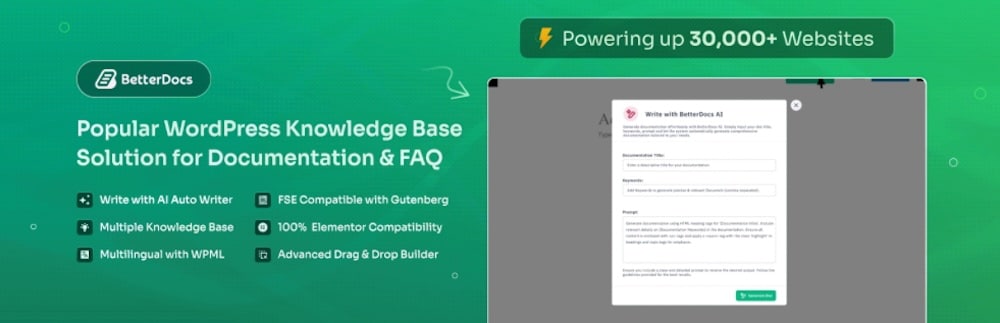 BetterDocs ajoute à votre site un chatbot soutenu par une base de connaissances.